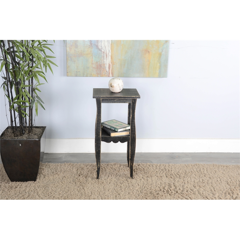 Pemberly Row Contemporary Wood End Table in Black Sand Finish