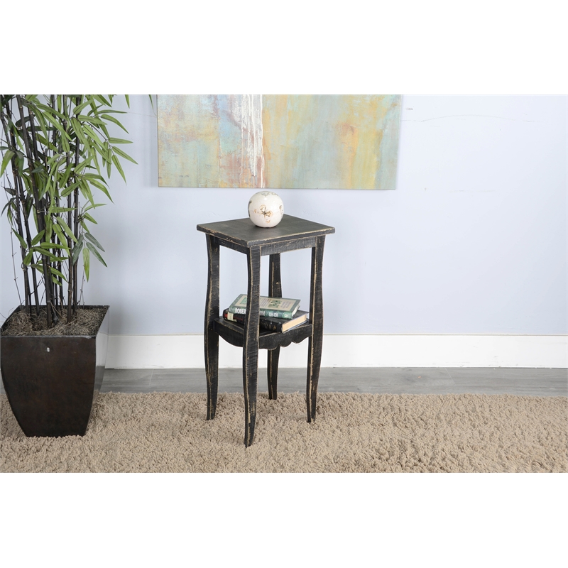 Pemberly Row Contemporary Wood End Table in Black Sand Finish