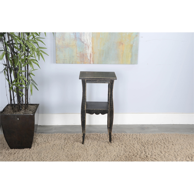 Pemberly Row Contemporary Wood End Table in Black Sand Finish