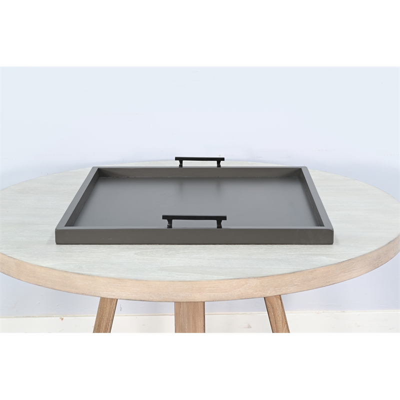 Pemberly Row Farmhouse Urban Bronze Square Tessa Ottoman Tray