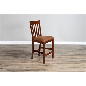 Pemberly Row Slatback Counter Stool with Cushion Seat (Set of 2)