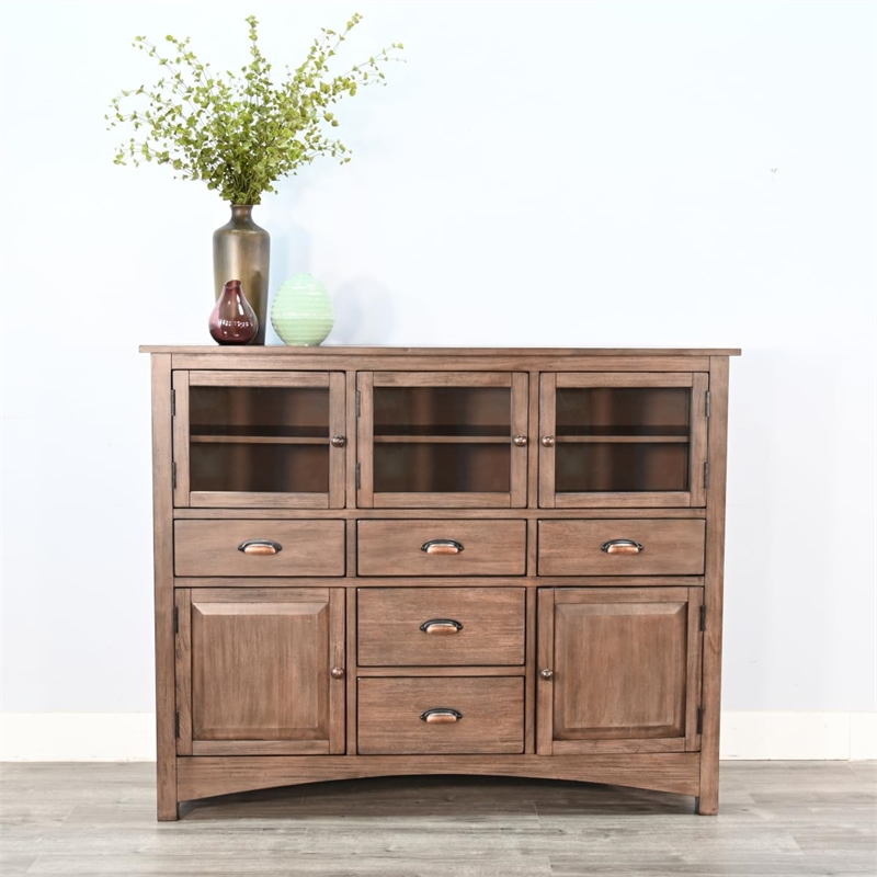 Pemberly Row Contemporary Solid Wood Display Cabinet Wood Server