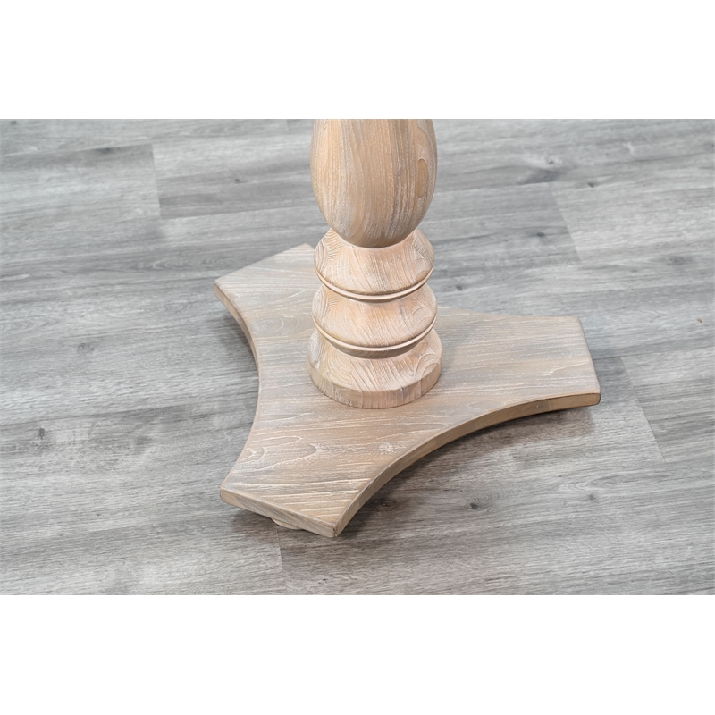 Pemberly Row Contemporary Solid Wood Round Wood Accent Table
