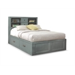 Pemberly Row Contemporary Solid Wood Full Captains Bookcase Storage Bed