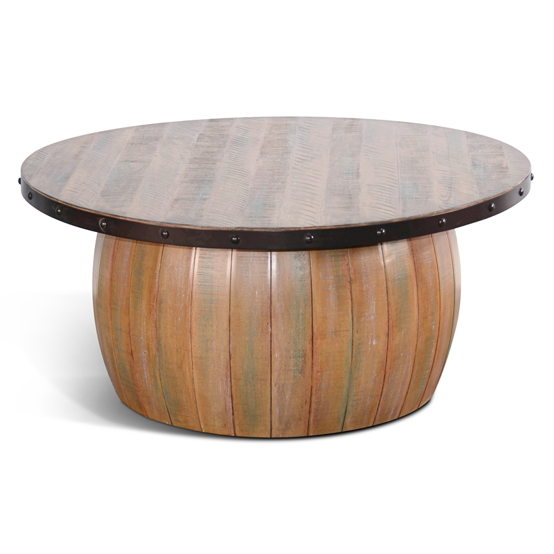 Pemberly Row Brown Finish Contemporary Solid Wood Coffee Table