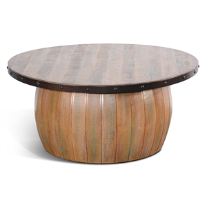 Pemberly Row Brown Finish Contemporary Solid Wood Coffee Table