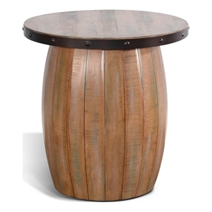 Pemberley Row Solid Wood Brown End Table Round Industrial