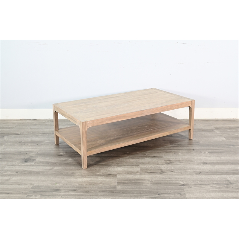 Pemberly Row Natural Finish Contemporary Solid Wood Coffee Table