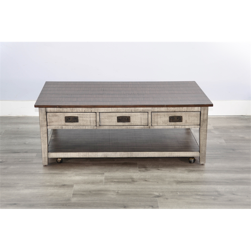 Pemberly Row Traditional Rectangular Two-Tone Wood Coffee Table