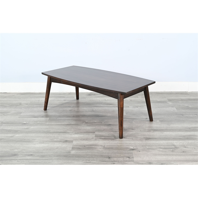 Pemberly Row Brown Finish Contemporary Solid Wood Coffee Table
