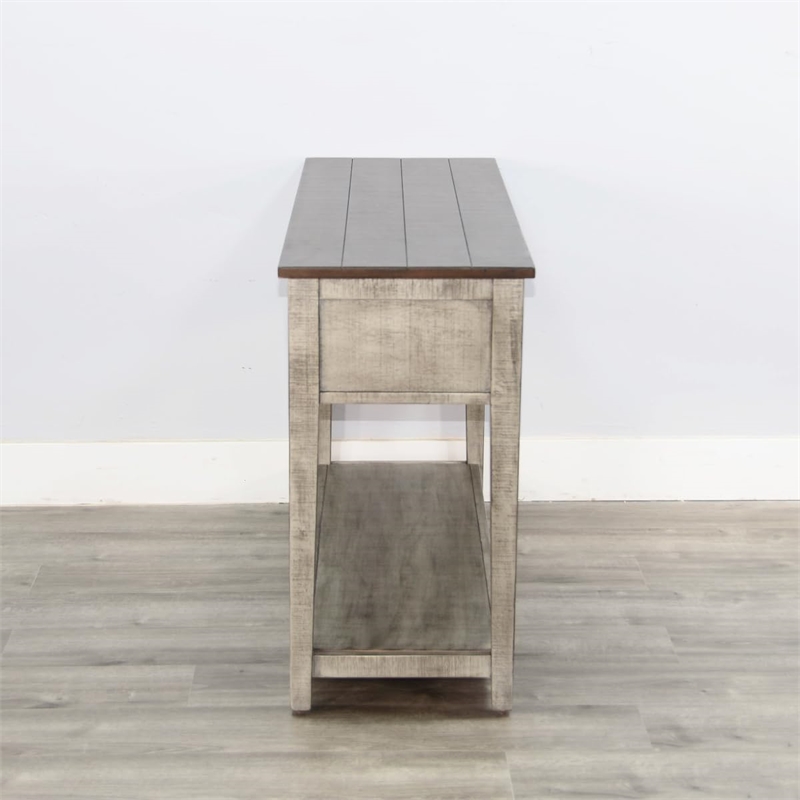 Pemberly Row Solid Wood Traditional Two Tone Grey Wood Sofa Table