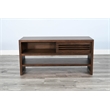 Pemberly Row Transitional Solid Wood Sofa Table with Sliding Door