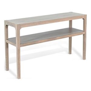 Pemberly Row Contemporary Solid Wood Double Tier Sofa Table in Natural