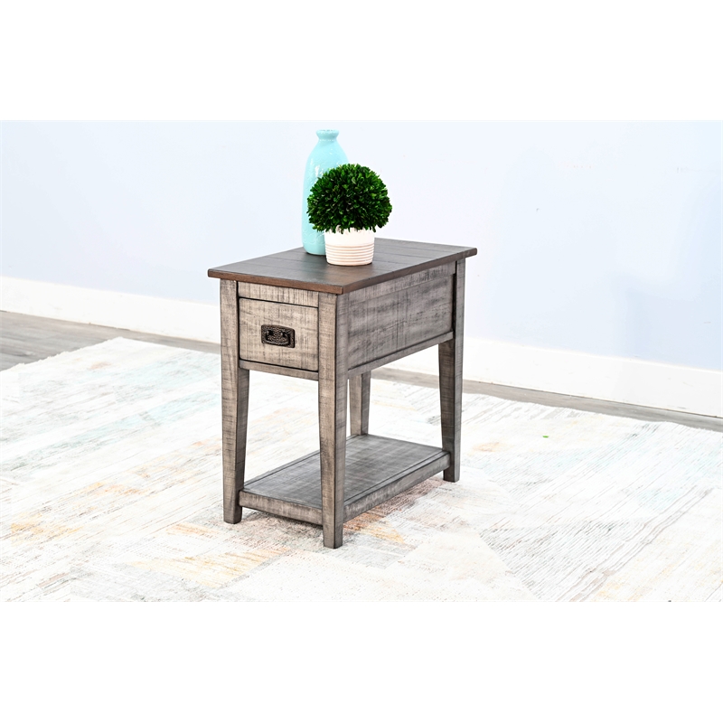 Pemberly Row Transitional Solid Wood Two Tone Wood Chair Side Table