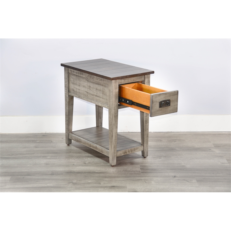 Pemberly Row Transitional Solid Wood Two Tone Wood Chair Side Table