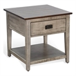 Pemberly Row Rustic Two-Tone End Table with Drawer and Open Shelf