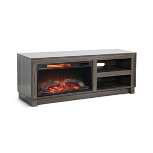Pemberly Row Solid Wood 56&quot Media Console with Electric Fireplace