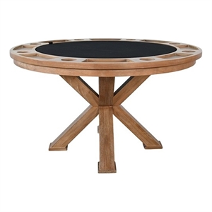Pemberly Row Farmhouse Natural Round Jack Poker Dining Table