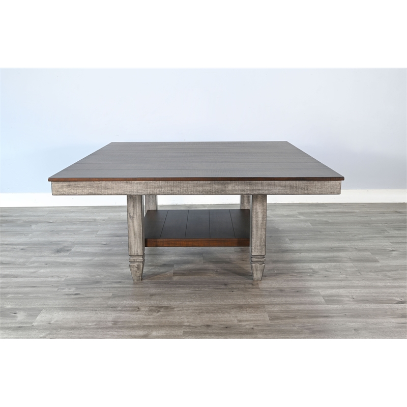 Pemberley Row Mahogany Gray Dining Table Square Built-in Shelf Large