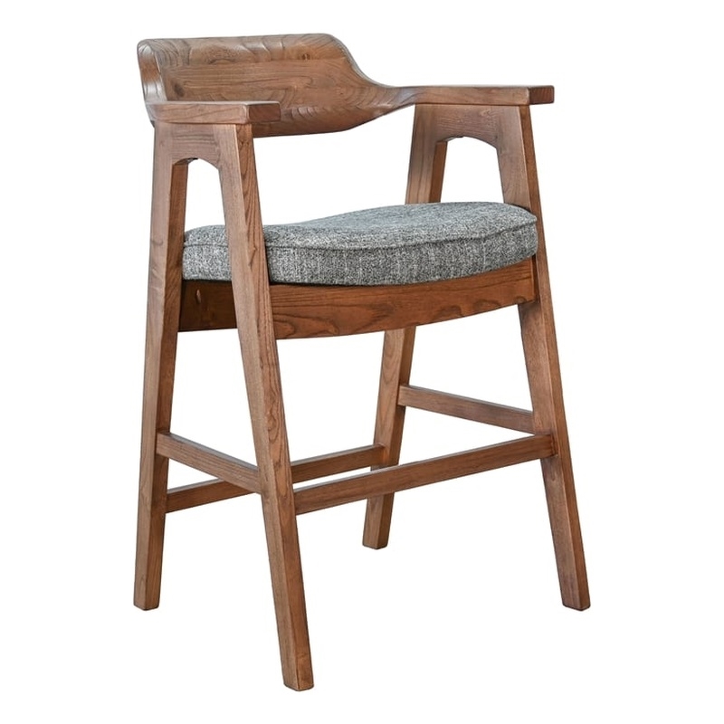 Pemberly Row Contemporary Wood Cushioned Counter Stool (Set of 2)