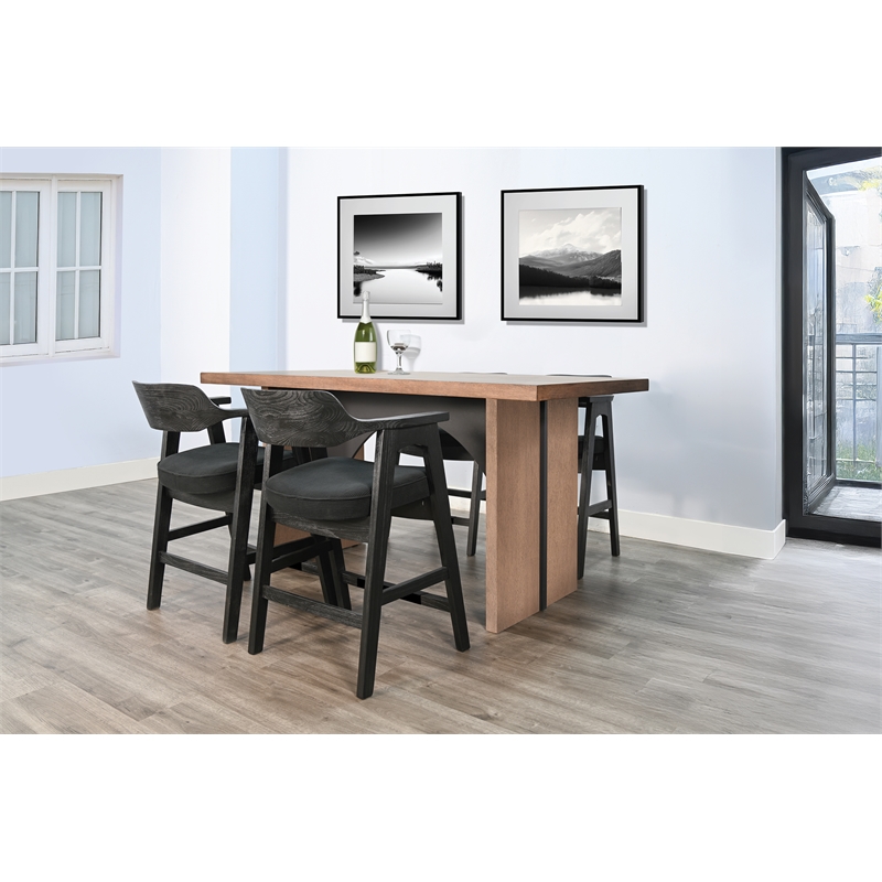 Pemberly Row Wood Mid-Century Counter Stool (Set of 2) in Black