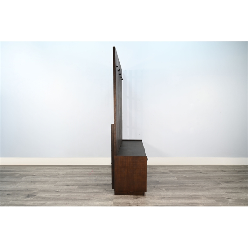 Pemberly Row Brown Finish Wood Transitional Hall Tree with Bench