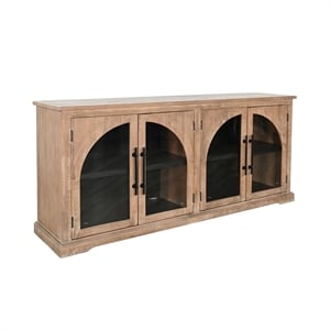 Pemberly Row Modern Wood Display Cabinet with Arched Glass Doors