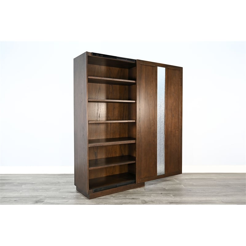 Pemberly Row Brown Contemporary Wood Sliding Door Storage Cabinet