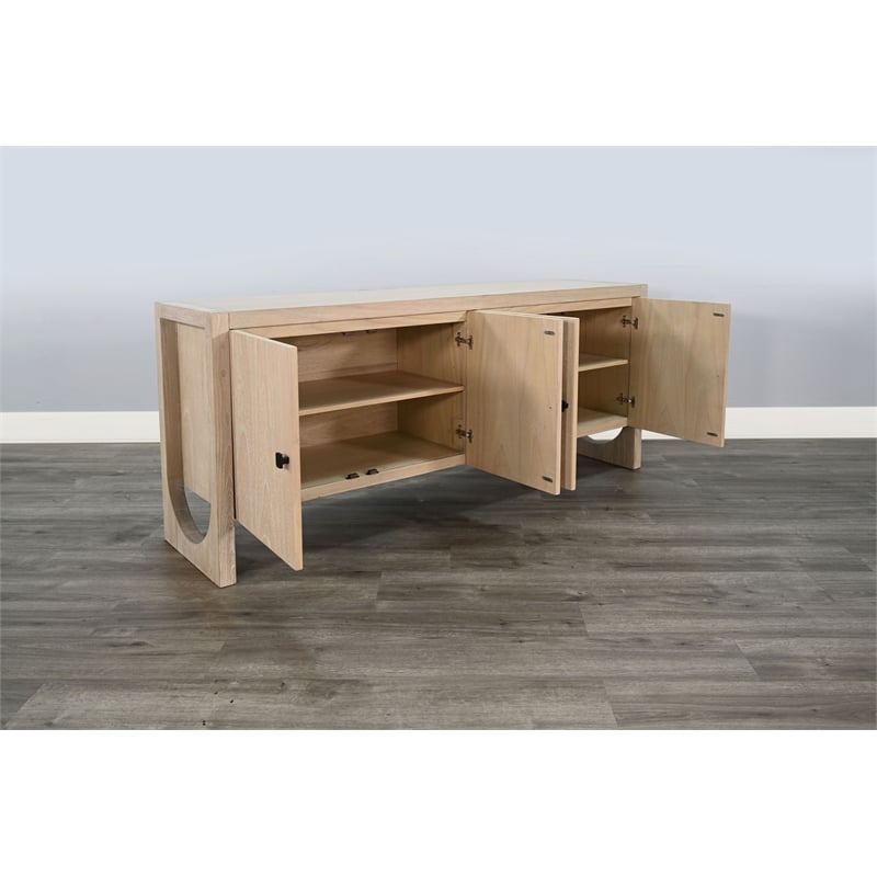 Pemberly Row Wood Contemporary Arched Leg Natural Oak Buffet
