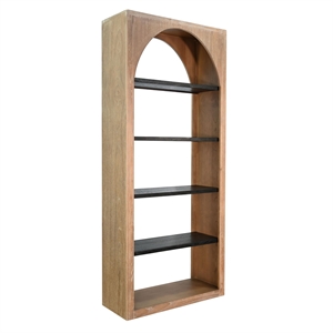 Pemberly Row Wood Natural Tall Arched Bookshelf with Open Shelving