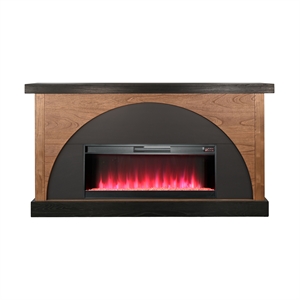 Pemberly Row Contemporary Wood 42&quot Mantle with Crystal Insert