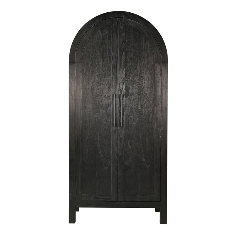 Pemberley Row Wood Black Storage Cabinet Arch Unassembled