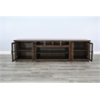 Pemberly Row 98-Inch Wide TV Stand with Glass Cabinet Doors and Open Shelving