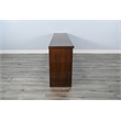 Pemberly Row 98-Inch Wide TV Stand with Glass Cabinet Doors and Open Shelving