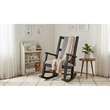 Pemberly Row Wood Farmhouse Cushion Rocker in Black Finish Finish