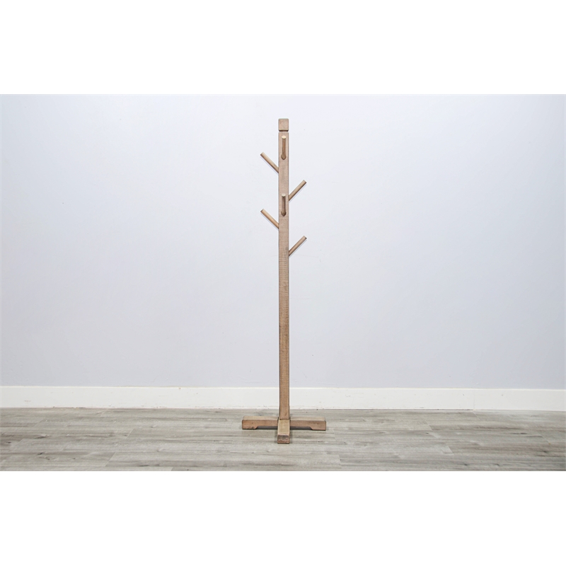 Pemberly Row Traditional Solid Wood Coat Rack with 8-Prong Hooks