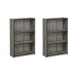 Pemberly Row Set of 2 Wood 3-Tier Adjustable Shelf Bookcases in French Oak Gray