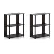 Pemberly Row Set of 2 Engineered Wood Design Bookcases in Walnut/Black