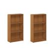 Pemberly Row Set of 2 Wood 3-Tier Bookcases Storage Shelves in Light Cherry