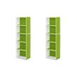 Pemberly Row Set of 2 Wood 5-Tier Reversible Open Shelf Bookcases in Green