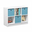 Pemberly Row Set of 2 Wood 3x2 Bookcases Storage with Bins in White/Light Blue