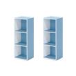 Pemberly Row Set of 2 Wood 3-Tier Open Shelf Bookcases in White/Light Blue