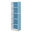 Pemberly Row Set of 2 Wood 5-Tier Reversible Open Shelf Bookcases in Blue