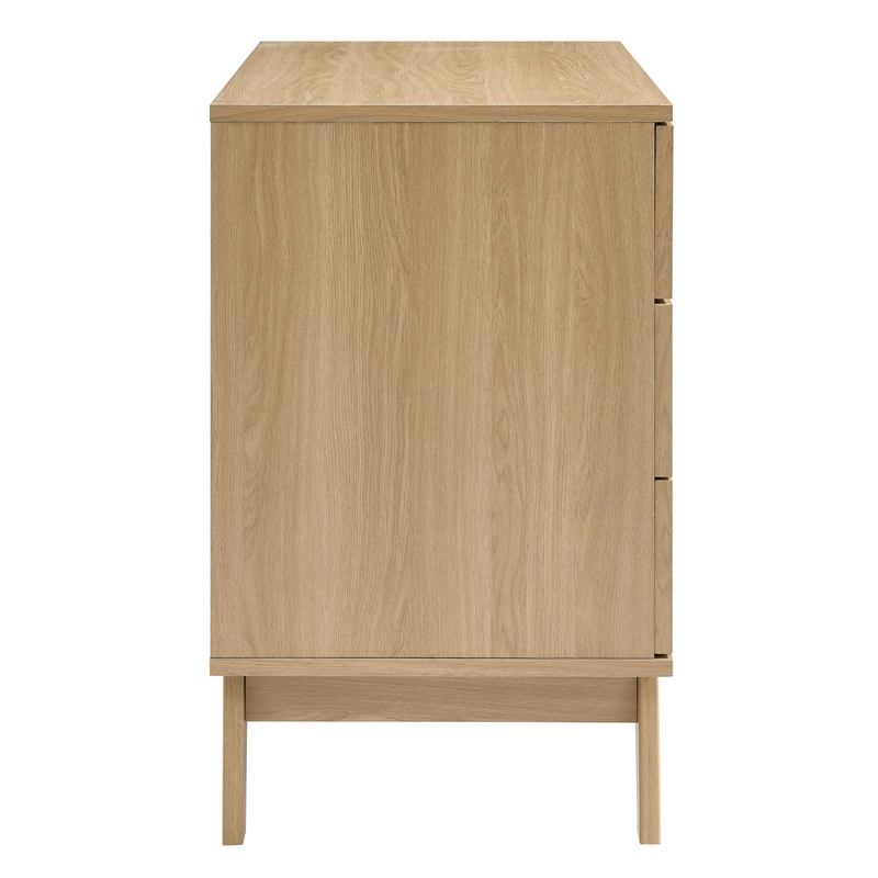 Pemberly Row Set of 2 Rattan MDF and Particleboard Nightstand and Dresser in Oak