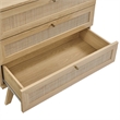 Pemberly Row Set of 2 Rattan MDF and Particleboard Nightstand and Dresser in Oak