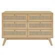 Pemberly Row Set of 2 Rattan MDF and Particleboard Nightstand and Dresser in Oak