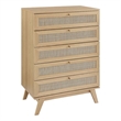 Pemberly Row Set of 2 Rattan MDF and Particleboard Nightstand and Chest in Oak