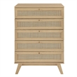 Pemberly Row Set of 2 Rattan MDF and Particleboard Nightstand and Chest in Oak