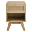 Pemberly Row Set of 2 Rattan MDF and Particleboard Nightstand and Dresser in Oak