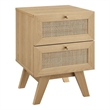 Pemberly Row Set of 2 Rattan MDF and Particleboard Nightstand and Chest in Oak